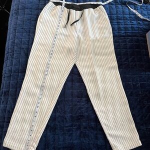 Karl Lagerfeld Cream Pinstripe Drawstring Track Pants